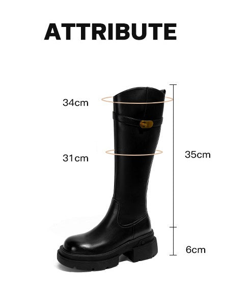 Winter Series 20: Women's Tall Boots, 2024 Winter New Thick Flat-Sole Slimming High Knee Boots, Fleece-Lined Riding Boots