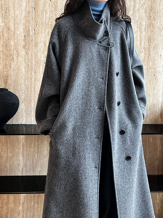 Winter Series 40: Luxi Korea High-End Stand Collar Double-Sided Wool Coat for Women