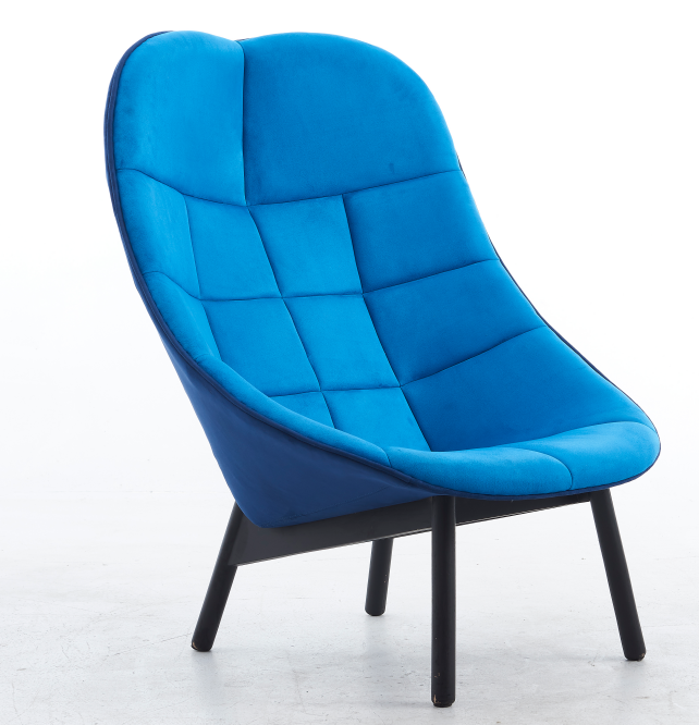 Blue Single Curved Back Chair Fiberglass