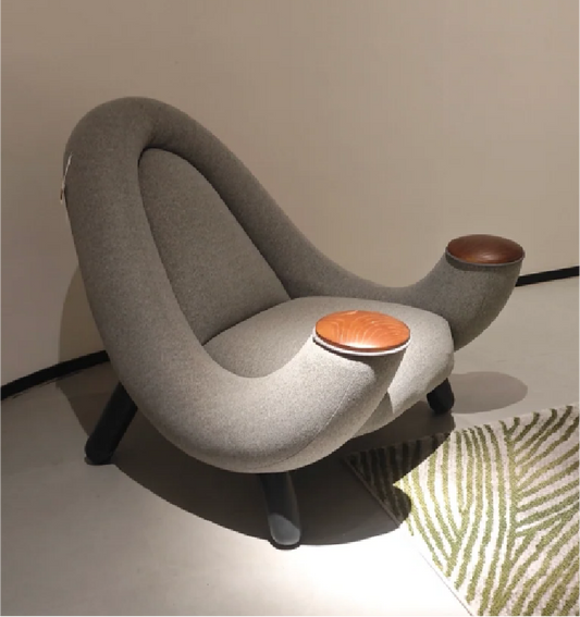 Grey Stylish Curved Single Armchair