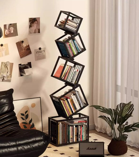 3-tier and 5-tier standing creative bookshelf