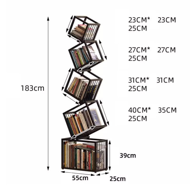 3-tier and 5-tier standing creative bookshelf