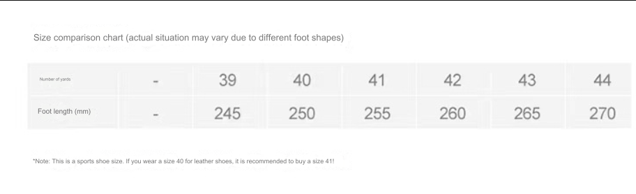 size chart