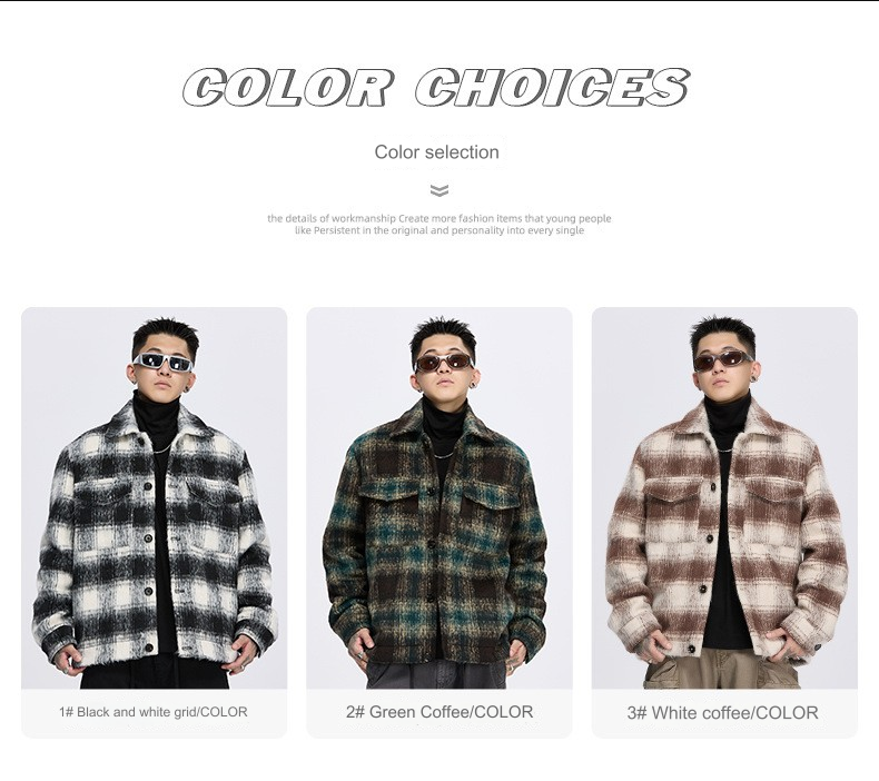 04) Men Winter 10: American woolen plaid men's fashion brand loose heavy cotton jacket