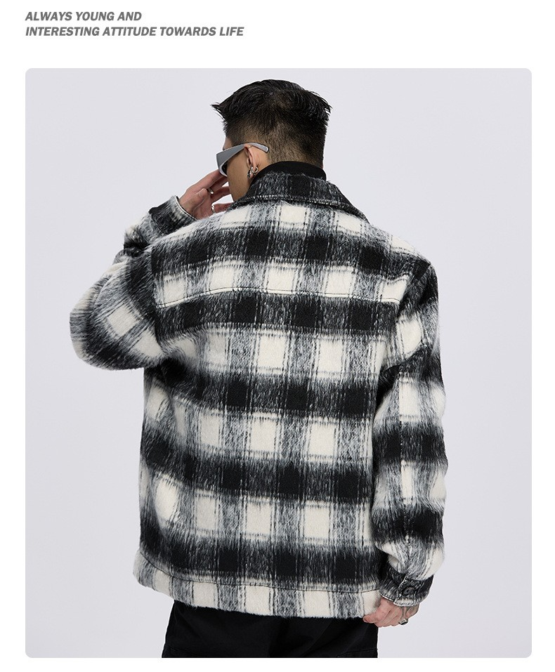 04) Men Winter 10: American woolen plaid men's fashion brand loose heavy cotton jacket