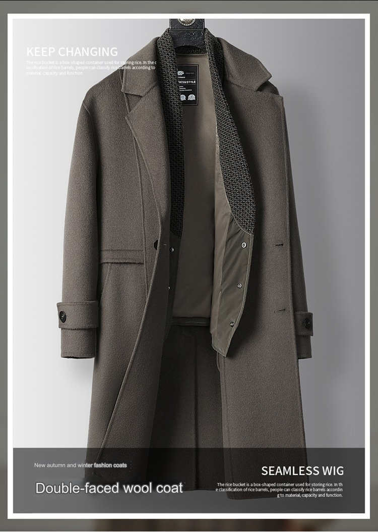 Men Winter 16: pure wool long coat with detachable goose liner inside