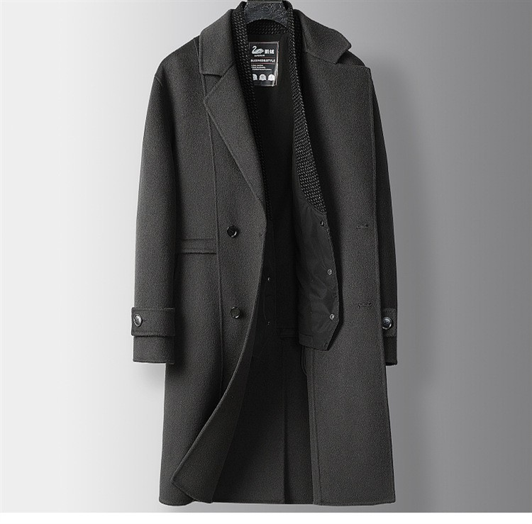 Men Winter 16: pure wool long coat with detachable goose liner inside