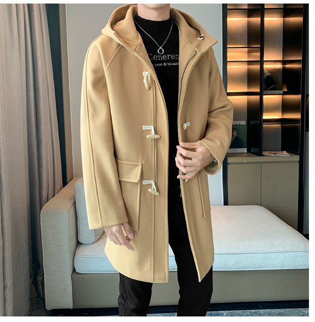 Men Winter 17: woolen coat men's hooded trench coat jacket