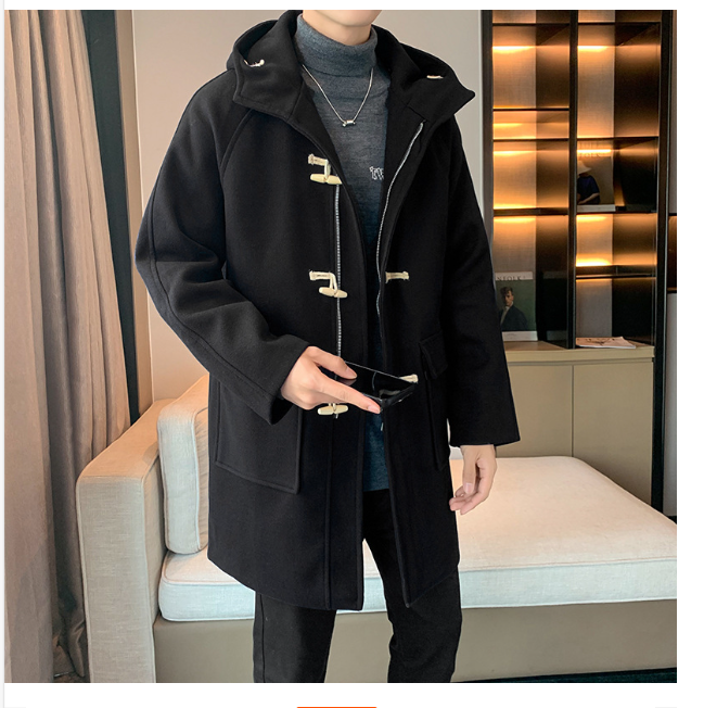 Men Winter 17: woolen coat men's hooded trench coat jacket