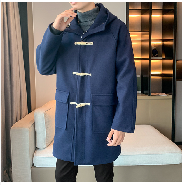 Men Winter 17: woolen coat men's hooded trench coat jacket