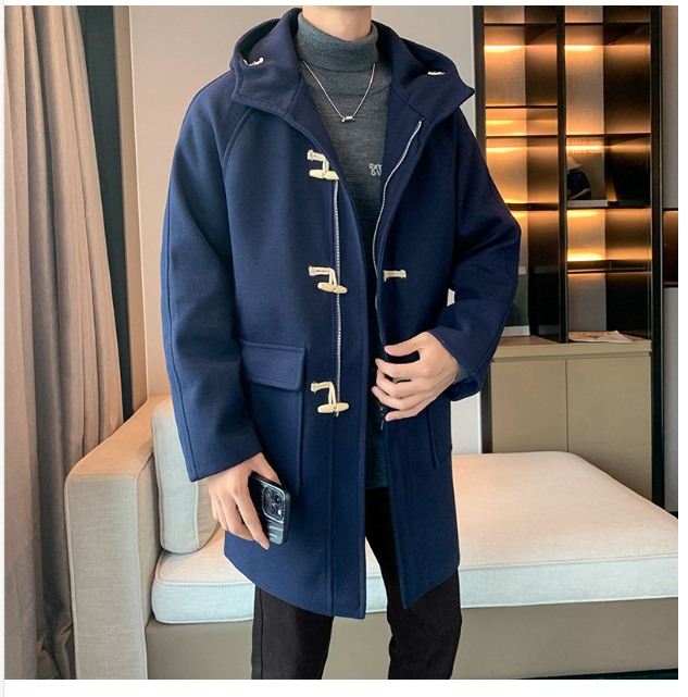 Men Winter 17: woolen coat men's hooded trench coat jacket