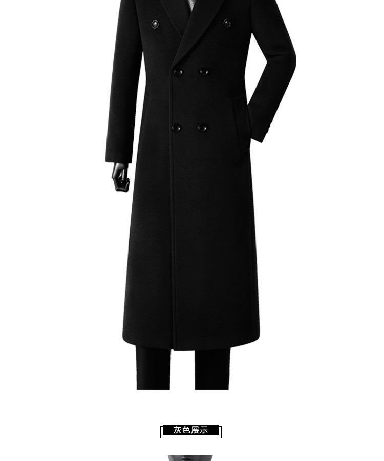 Men Winter 20: Cashmere coat men's winter new British fashion  over the knee long