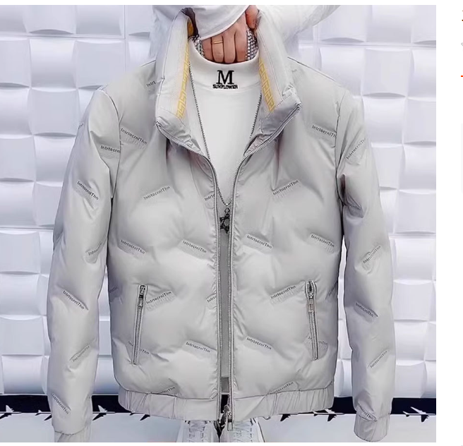 07)  Men winter 23: 2024 new shiny non-wash handsome stand-up collar casual light Down jacket