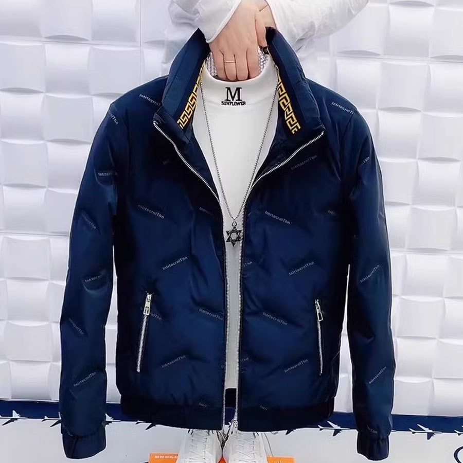 07)  Men winter 23: 2024 new shiny non-wash handsome stand-up collar casual light Down jacket