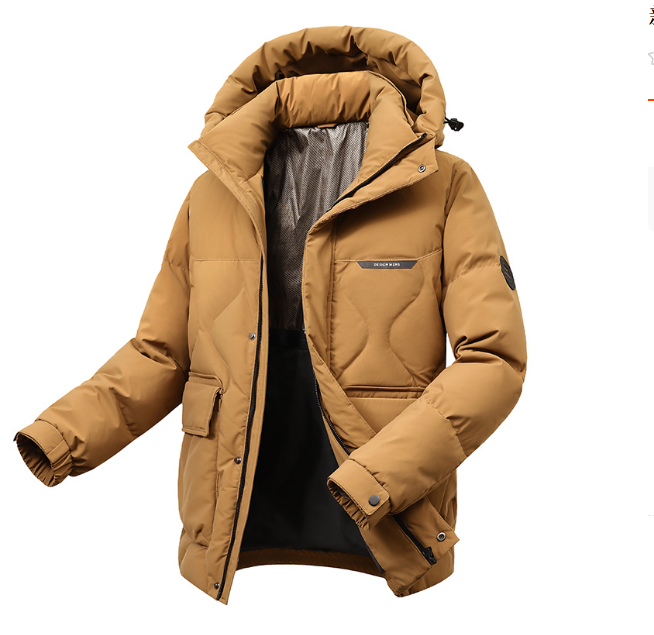 Men Winter 25: New national standard winter hooded down jacket men's,  fashion casual  thickened warm bread short jacket