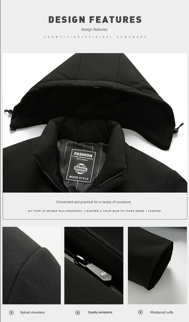 Men Winter 8: Detachable hat velvet coat for warmth