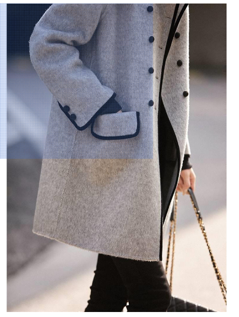 Winter series 13 : Stylish double-breasted Small lapel woolen coat