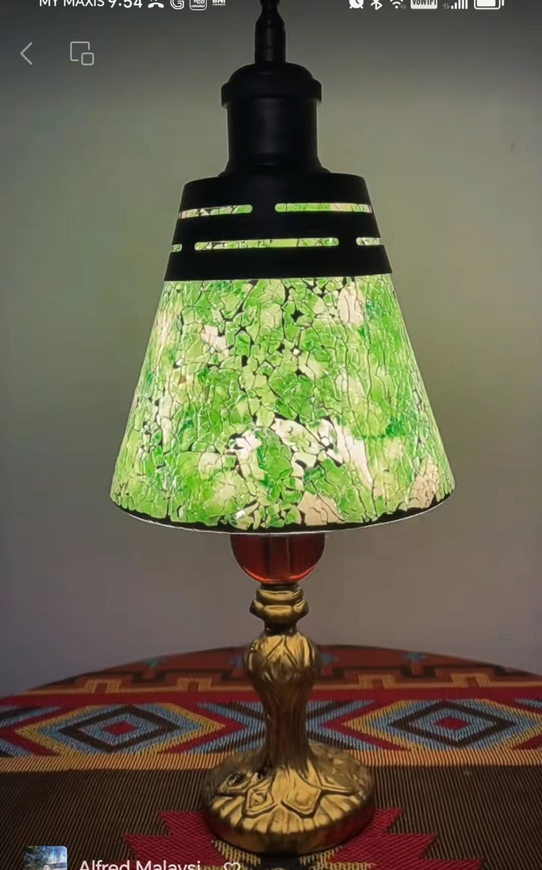 Turkish Lamp Table Lamp Green Art Deco