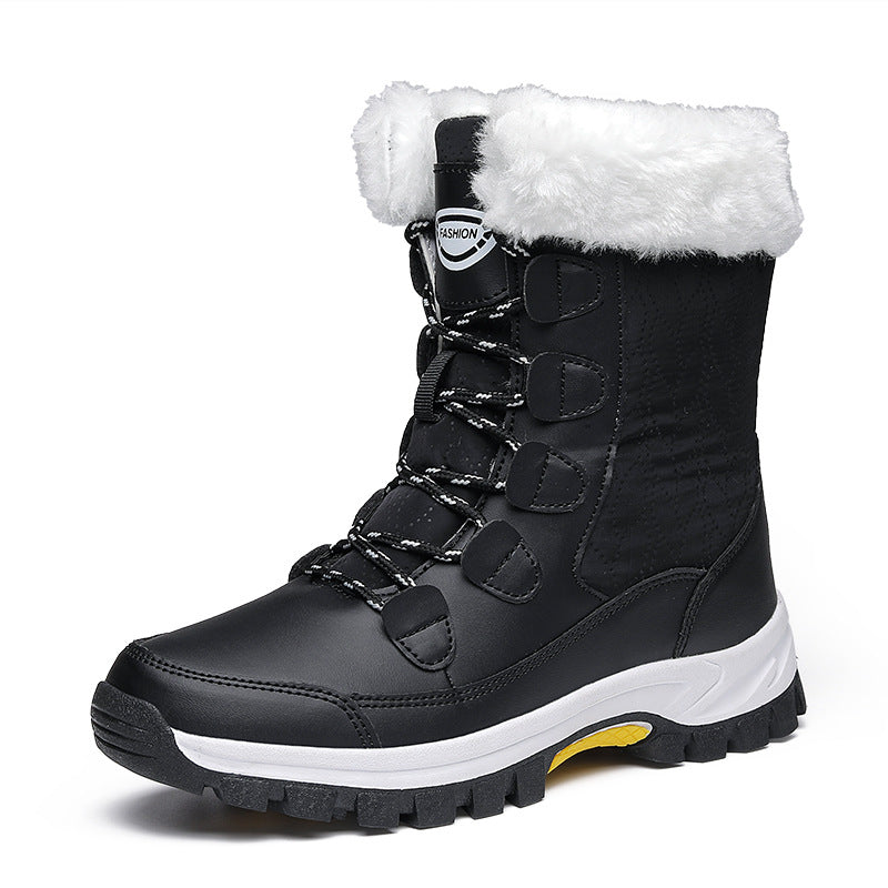 04) Winter Series 16: Winter Warm Snow Boots for Women, Fleece-Lined Thickened Mid-Calf Lace-Up Boots for Northeastern Trave