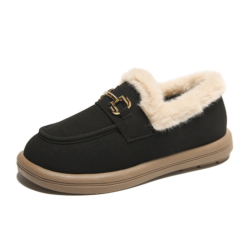 Winter Series 3 : Slip-On Fleece-Lined Warm Loafers for Women, 2024 New Winter Plus Size Outdoor Moccasin-Style Cotton Shoe