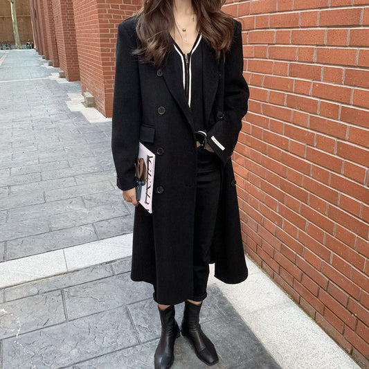 Winter Series 48 : Double-Sided Wool Coat for Women, Mid-Length, Camel Blazer-Style Thickened Wool Coat