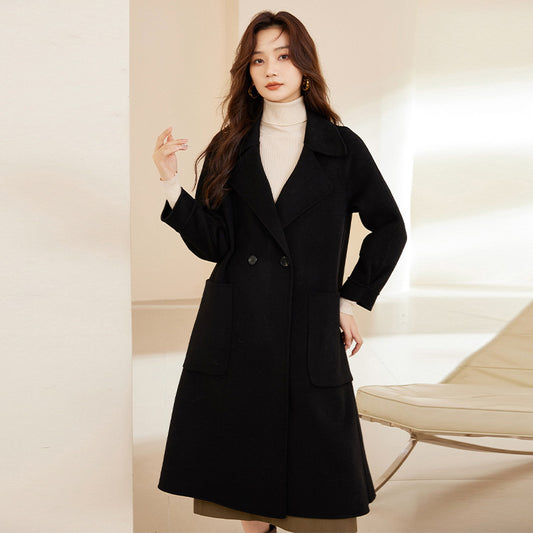 Winter Series 42 : Wool Double-Sided Coat for Women, Long Blazer-Style Elegant Wool Coat