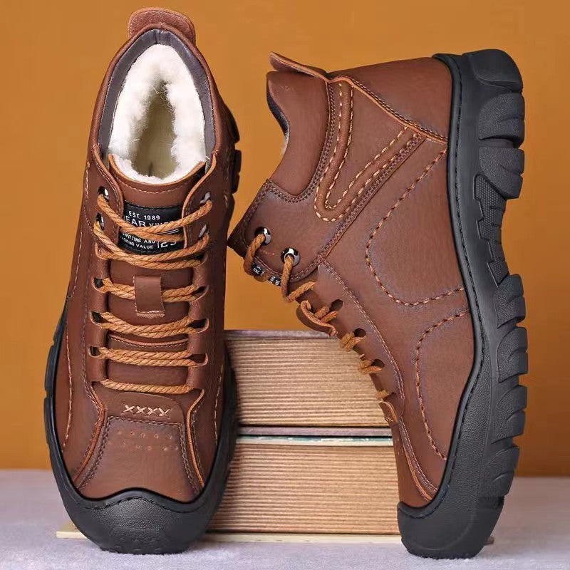 Winter Shoe 08 : New Men's Fleece-Lined Thickened Casual High-Top Outdoor Snow Boots, Fashionable Casual Shoes