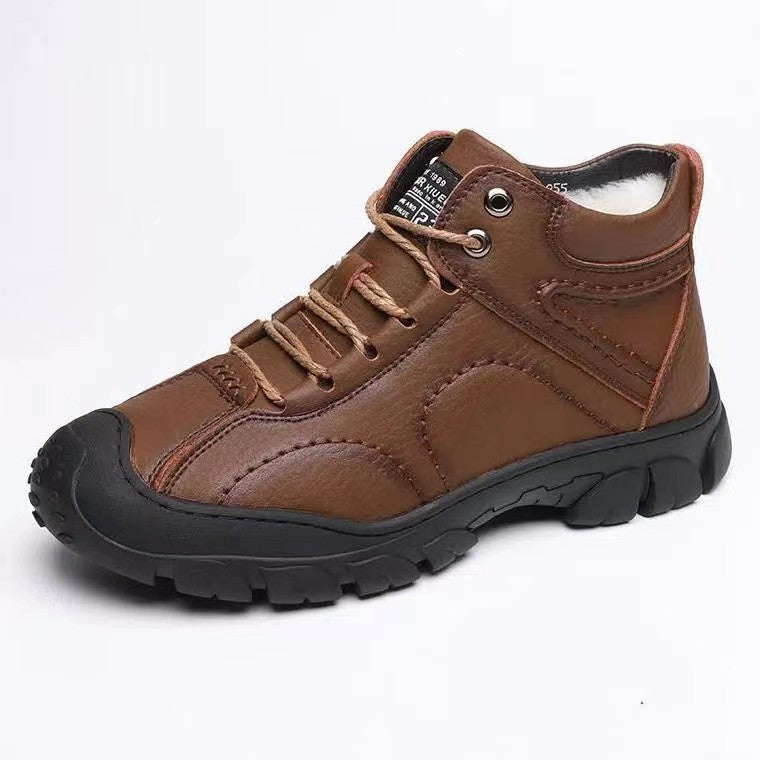 Winter Shoe 08 : New Men's Fleece-Lined Thickened Casual High-Top Outdoor Snow Boots, Fashionable Casual Shoes