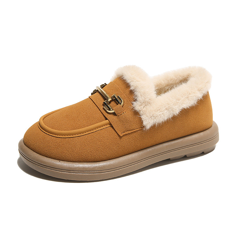 Winter Series 3 : Slip-On Fleece-Lined Warm Loafers for Women, 2024 New Winter Plus Size Outdoor Moccasin-Style Cotton Shoe