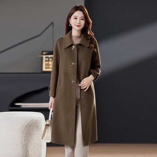 Winter Series 46 : High-End Double-Sided Wool Coat for Women, Loose-Fit Mid-Length Coat