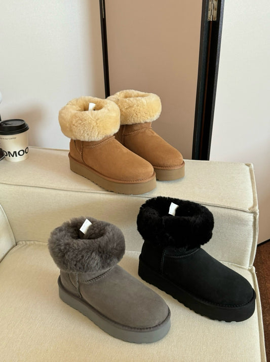 Winter Series 8 : Women's Snow Boots, Integrated Thick-Soled Mid-Calf Boots, Shearling-Lined for Winter Warmth