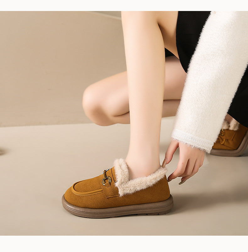 Winter Series 3 : Slip-On Fleece-Lined Warm Loafers for Women, 2024 New Winter Plus Size Outdoor Moccasin-Style Cotton Shoe