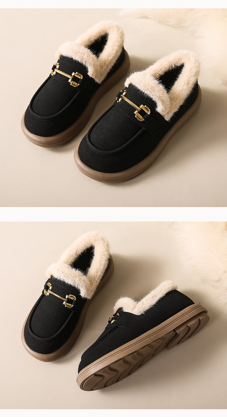 Winter Series 3 : Slip-On Fleece-Lined Warm Loafers for Women, 2024 New Winter Plus Size Outdoor Moccasin-Style Cotton Shoe