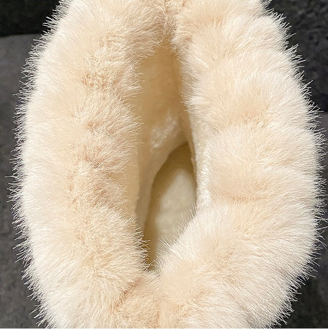 03) Winter Series 15: Snow Boots, Faux Mink Fur Splicing, Fleece-Lined Thickened Warm Boots for Women, 2024 Winter New Thick-Soled Boots