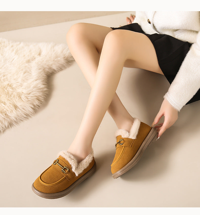 Winter Series 3 : Slip-On Fleece-Lined Warm Loafers for Women, 2024 New Winter Plus Size Outdoor Moccasin-Style Cotton Shoe