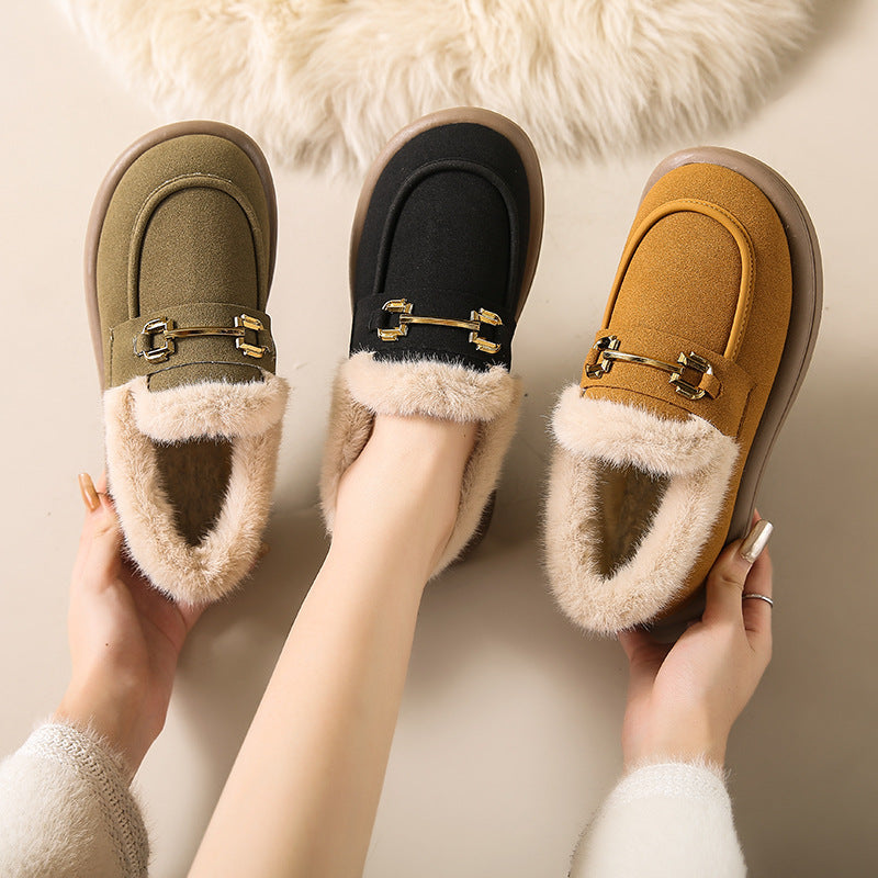 Winter Series 3 : Slip-On Fleece-Lined Warm Loafers for Women, 2024 New Winter Plus Size Outdoor Moccasin-Style Cotton Shoe