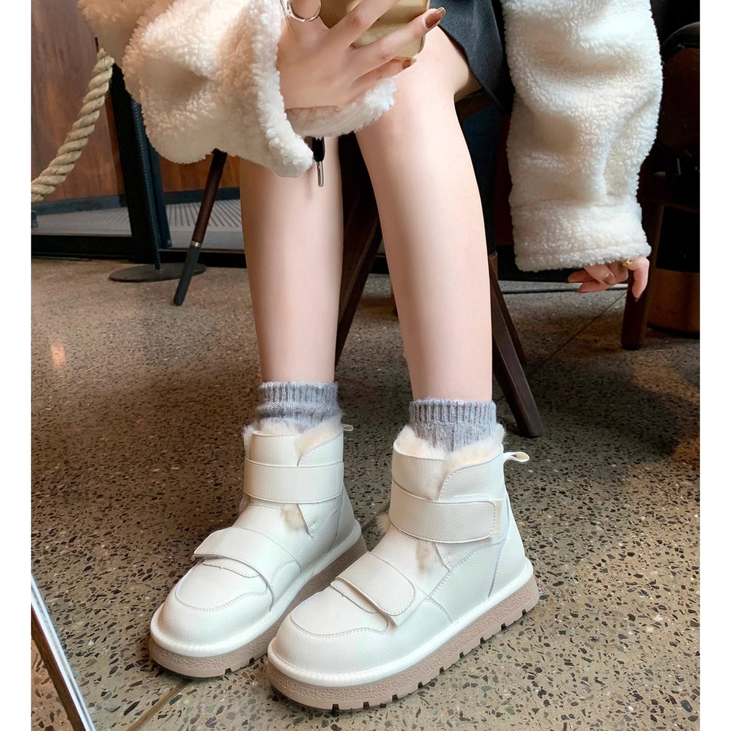 Winter Series 13: 2024 New Women's Snow Boots, Winter Shearling-Lined Short Ankle Boots, Thick-Soled, Fleece-Lined Warm Boots