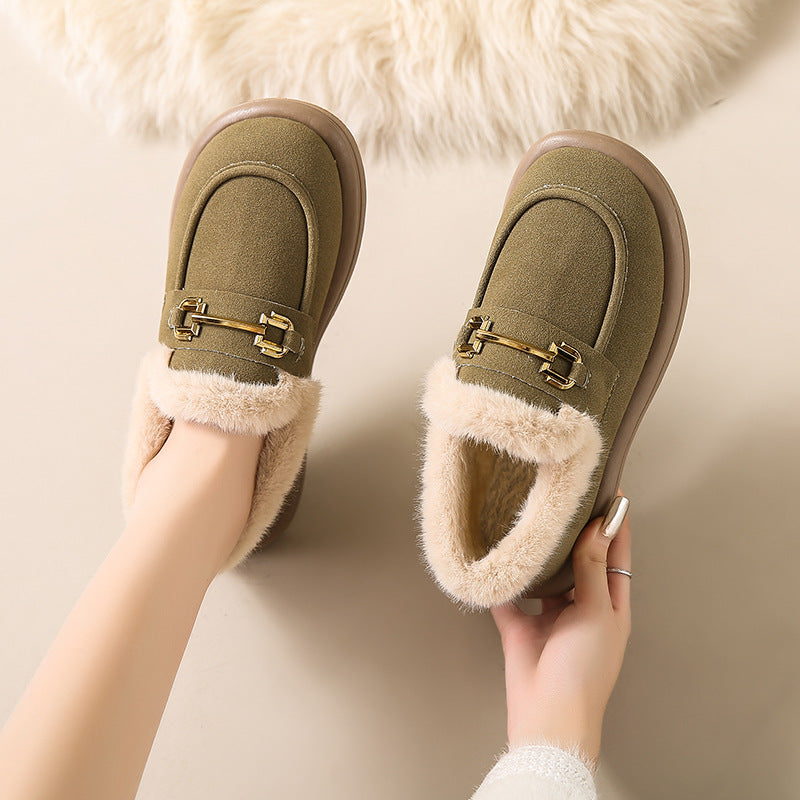 Winter Series 3 : Slip-On Fleece-Lined Warm Loafers for Women, 2024 New Winter Plus Size Outdoor Moccasin-Style Cotton Shoe