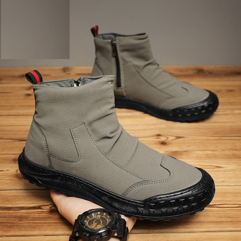 Winter Shoe 06 : Men's Snow Boots, 2023 Winter New Fleece-Lined Warm High-Top Boots, Northeastern Outdoor, Black, Dirt-Resistant, Anti-Slip