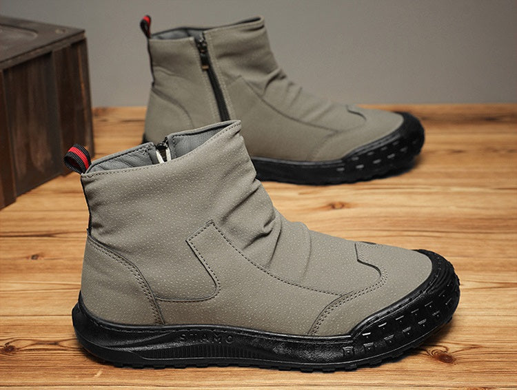 Winter Shoe 06 : Men's Snow Boots, 2023 Winter New Fleece-Lined Warm High-Top Boots, Northeastern Outdoor, Black, Dirt-Resistant, Anti-Slip