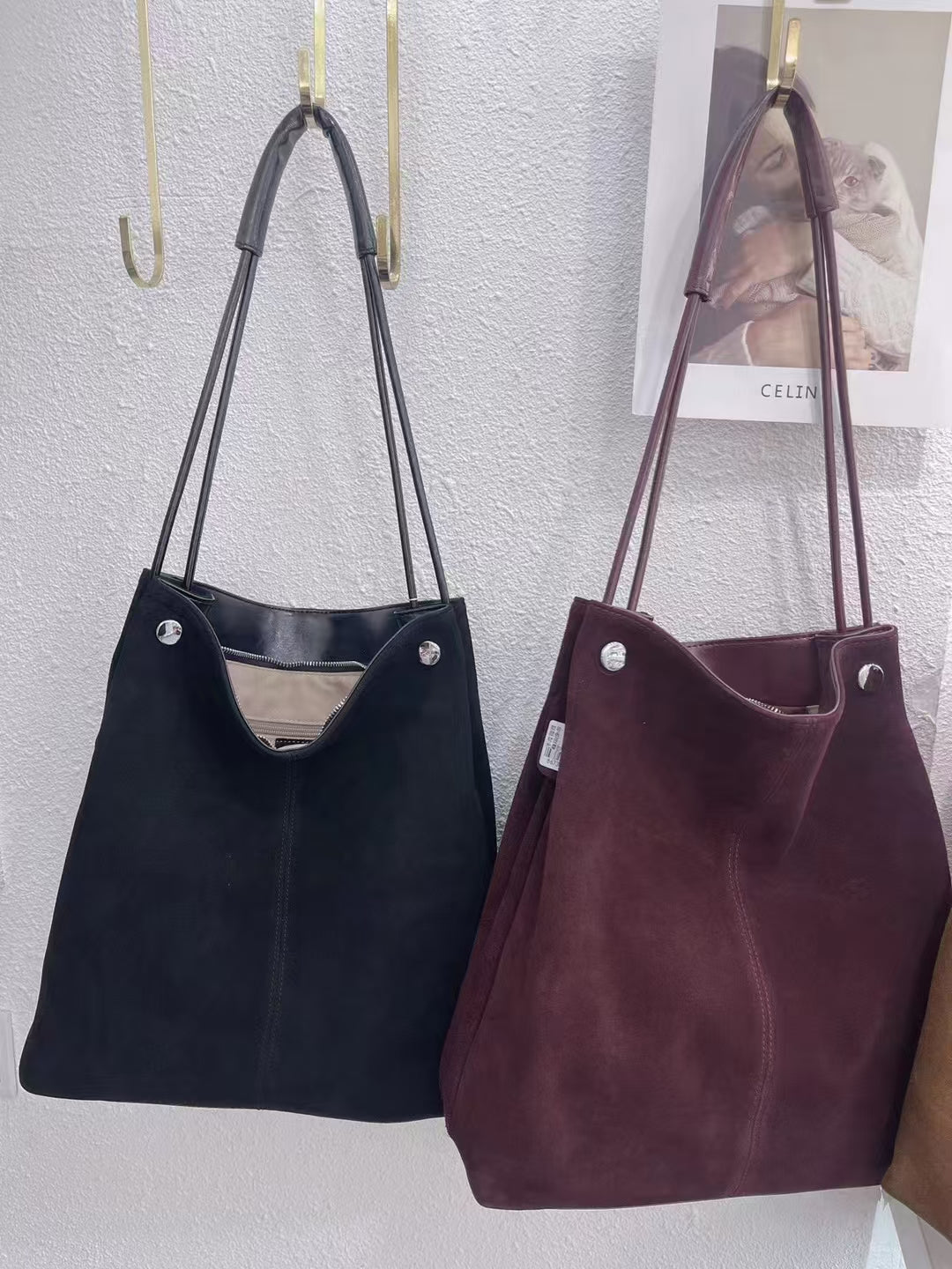 Handbag series 64: Women handbag with buffed leather, 4 colour available