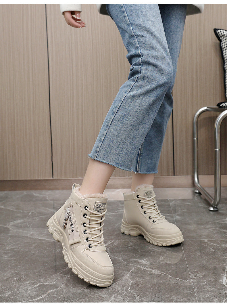 Winter Series 2 : Women's Cotton Shoes, New Winter, Plus Size, Casual Fleece-Lined Winter Shoes, Versatile Korean Style