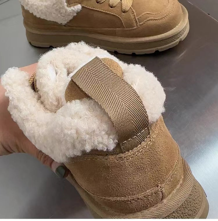 Winter Series 5 : Winter New Thick-Soled Anti-Slip Fleece-Lined Warm Snow Boots, Genuine Leather Short Boots for Women