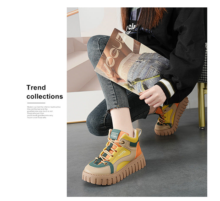 01) Winter Series 1 : Women's Cotton Shoes 2024 Winter, Fleece-Lined, Thickened, Warm, Second Layer Cotton High-Top Sports Boots, Model 2286-2