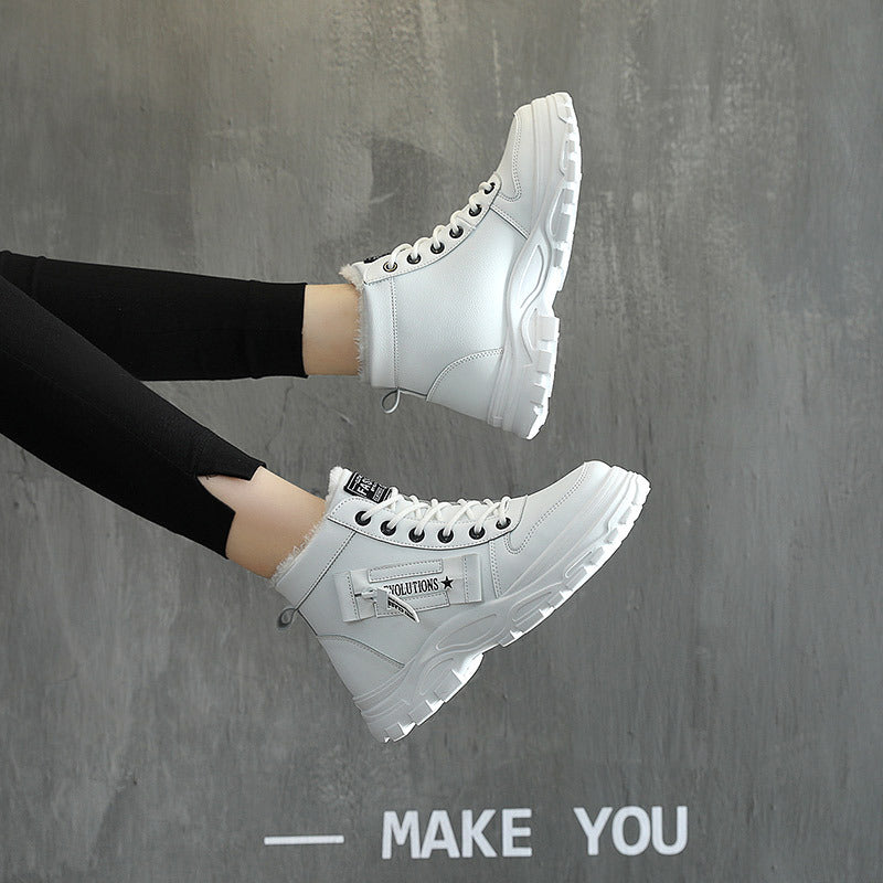 Winter Series 2 : Women's Cotton Shoes, New Winter, Plus Size, Casual Fleece-Lined Winter Shoes, Versatile Korean Style